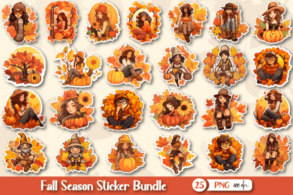 Download Fall Autumn Stickers with Cute Character - Autumn sticker Collection