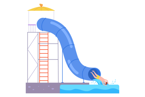 Download Summer Aquapark Ride with Playful Kids. - Summer Collection