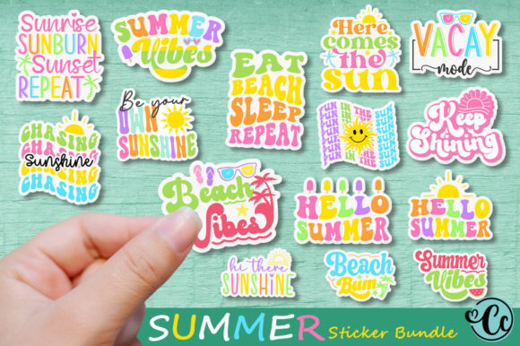 Download Summer Sticker Bundle. Sticker Designs - Summer Collection