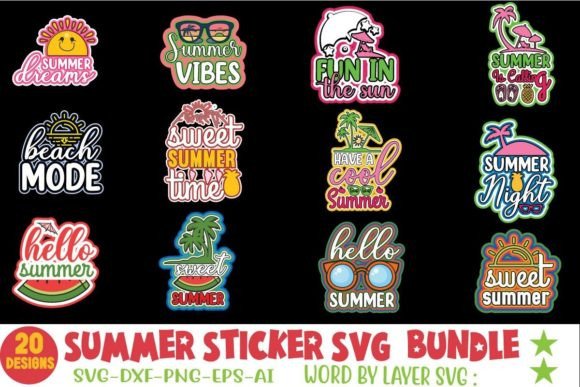 Download Summer Sticker SVG Bundle - Summer Collection