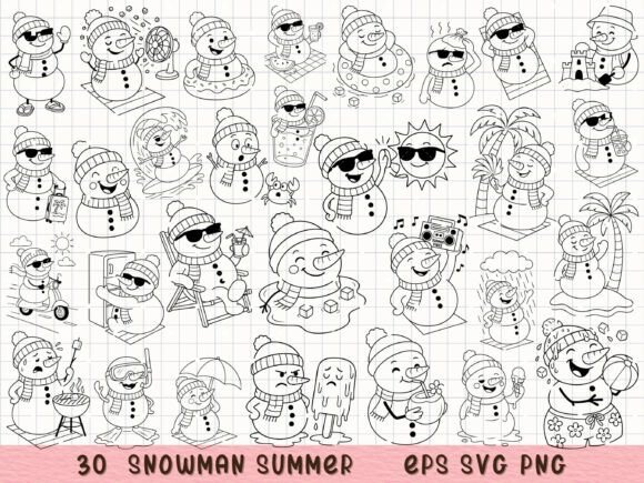 Download Funny Summer Snowman SVG Clipart Set - Summer Collection