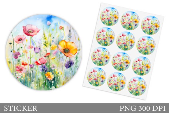 Download Flowers Round Sticker. Summer Sticker - Summer Collection