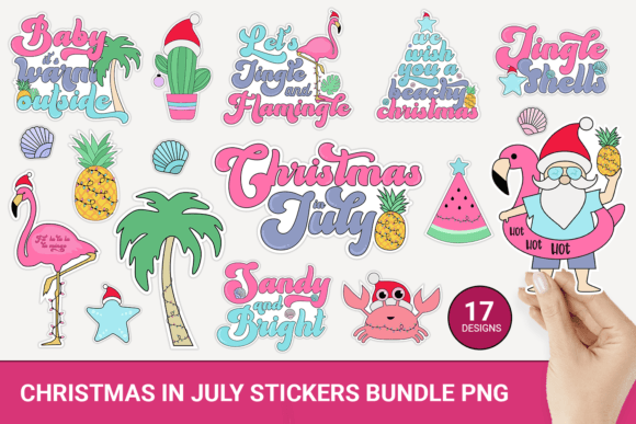 Download Summer Christmas Stickers, Christmas Png - Summer Collection