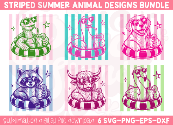 Download Funny Striped Summer Animal SVG Bundle - Summer Collection