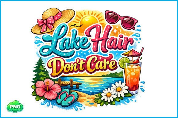 Download Lake Hair Don't Care PNG Summer Design - Summer Collection