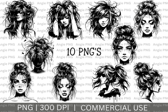 Download Messy Bun Hair PNG Vector Bundle - Premium Resources
