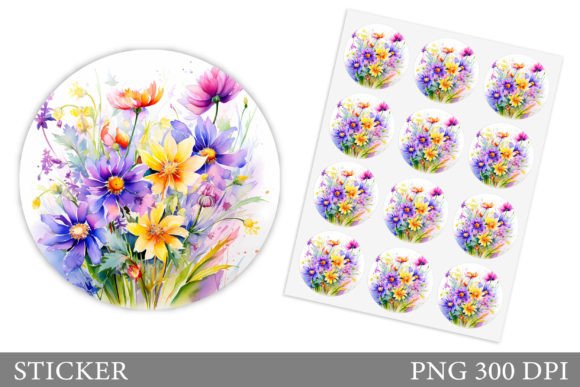 Download Flowers Round Sticker. Summer Sticker - Summer Collection