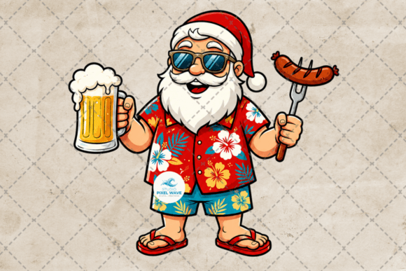 Download Christmas in July Summer Funny Santa Png - Summer Collection