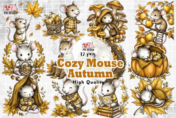 Download Cozy Mouse Autumn Sticker PNG - Autumn sticker Collection