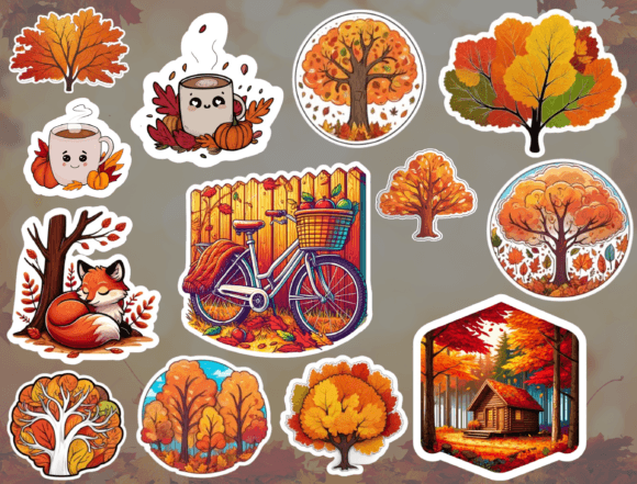 Download Autumn Stickers, Digital Stickers - Autumn sticker Collection