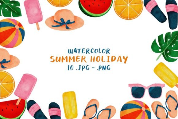 Download Watercolor Summer Holiday Illustration - Premium Bundle