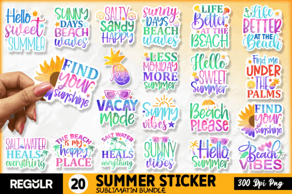 Download Summer Printable Png Stickers Bundle - Summer Collection