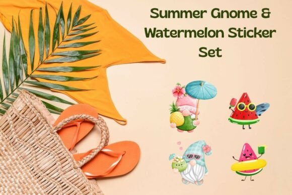 Download Summer Gnome &amp; Watermelon Sticker Set - Summer Collection