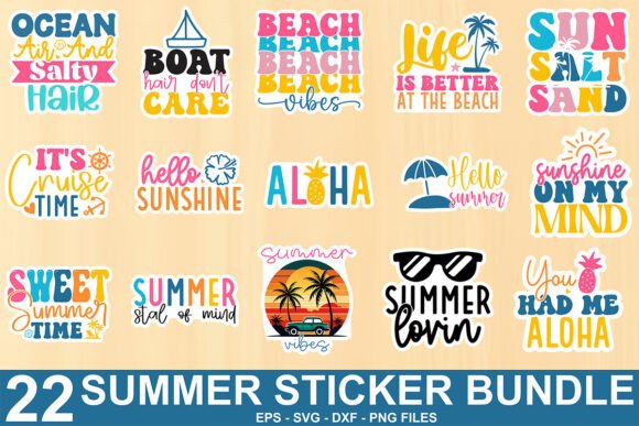 Download Summer Sticker SVG Bundle - Summer Collection