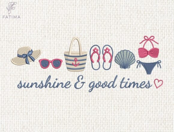 Download Summer Beach Embroidery Design - Summer Collection