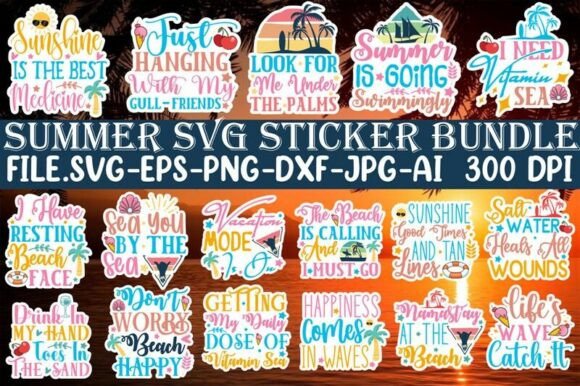 Download Summer Sticker SVG Bundle - Summer Collection