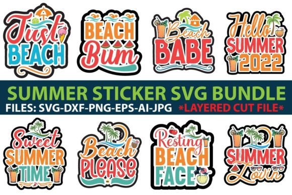 Download Summer Sticker SVG Bundle - Summer Collection