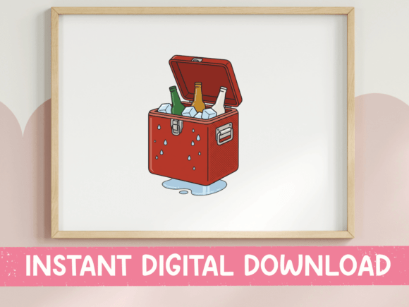 Download Retro Cooler with Drinks Summer Design - Summer Collection
