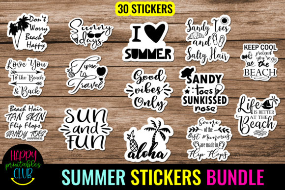 Download Summer Stickers Bundle- Printable Summer - Summer Collection