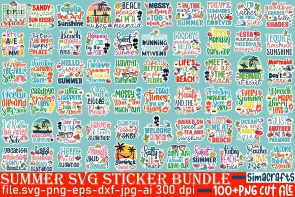 Download Funny Summer Sticker SVG Bundle - Summer Collection