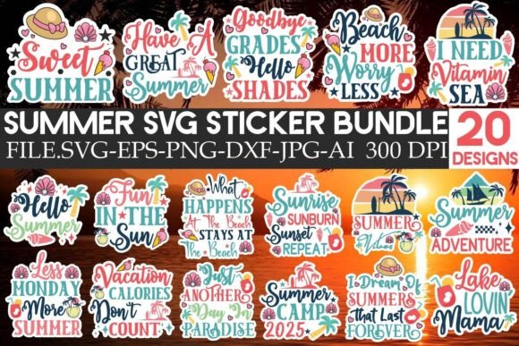 Download Summer Sticker SVG Bundle - Summer Collection