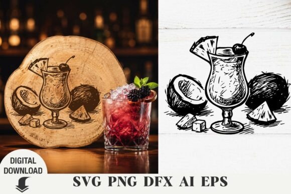 Download Cocktail Svg, Summer SVG, Laser Engraved - Summer Collection