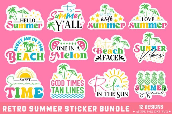 Download Retro Summer Sticker Bundle - Summer Collection