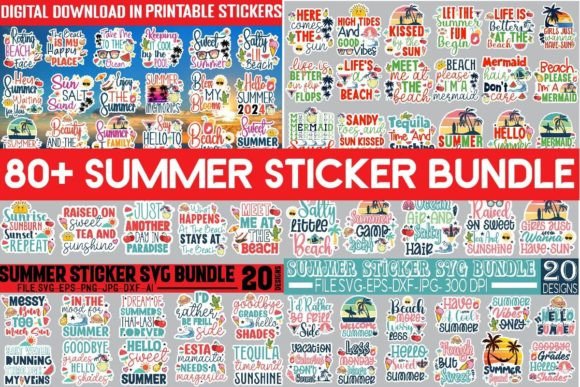 Download Mega Summer Sticker SVG Bundle - Summer Collection
