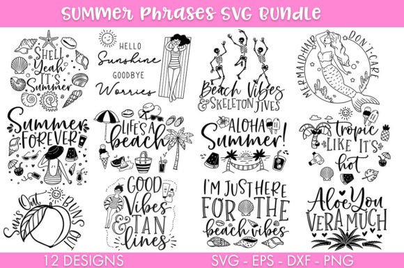 Download Summer Phrases SVG Bundle PNG Cut File - Summer Collection